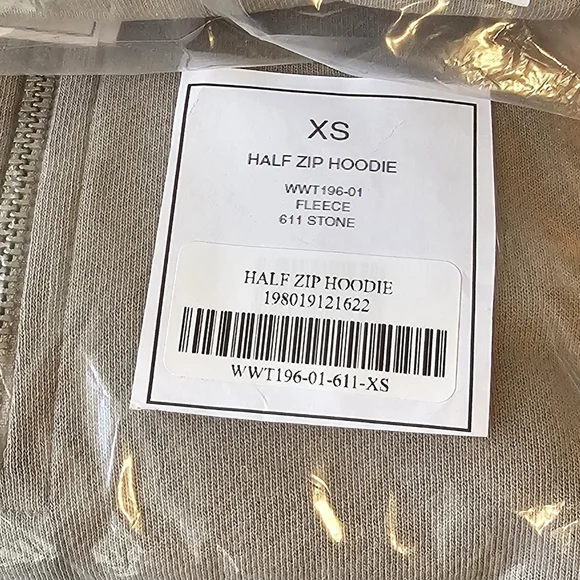 WEWOREWHAT Half-Zip Fleece Oversized Cropped Hoodie in Stone Color, Women's - Picture 8 of 9